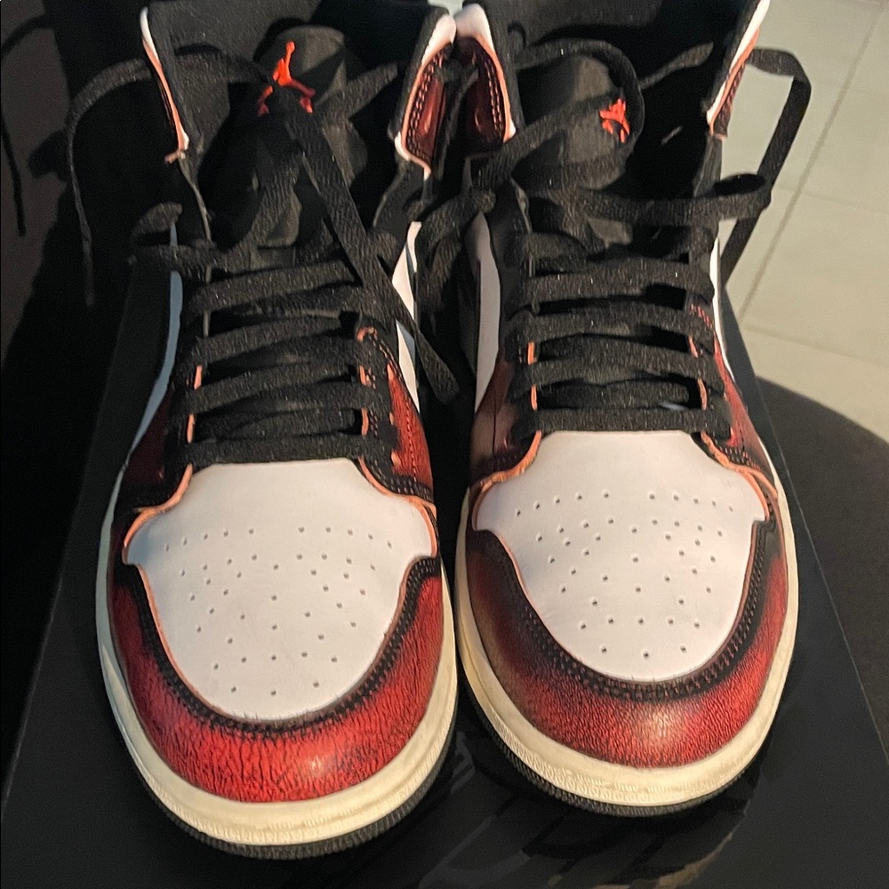 Red and Black High-Top Sneakers